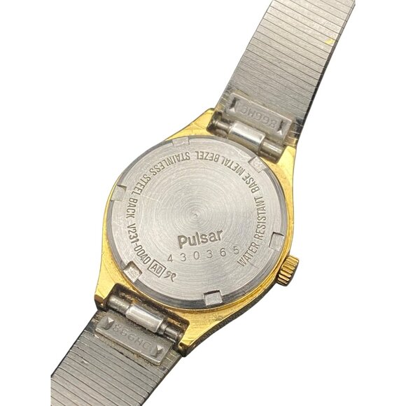 Vintage Pulsar Watch V231-0130 Womens Gold Tone Quartz 1980s New Battery Works - Picture 5 of 13
